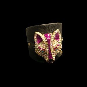 Betsey Johnson fox cuff leather bracelet